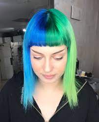 Blue And Green Split Half And Half Hair Half And Half Hair Color Half Hair Color