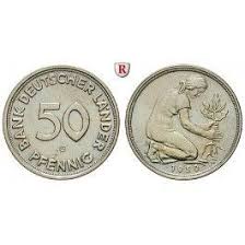 Bundesrepublik Deutschland 50 Pfennig 1950 G F St J 379 Decor Ideen D Mark Munzen Wertvolle Munzen Deutschland