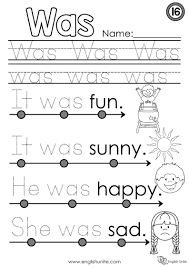 Beginning Reading 16 Was English Unite Kindergarten Worksheets Sight Words Reading Worksheets Reading For Beginners