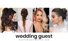 Create some drama to the look by adding in a deep side parting, and if you have the tools to do it, tease out some soft, romantic curls and then. Wedding Guest Hair Howtowear Fashion