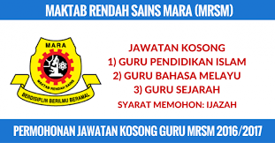 Jawatan kosong maktab rendah sains mara mrsm. Kerja Kosong Guru Shah Alam Soalan Mudah 10