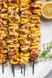 Grilled Lemon Chicken Kebabs A Calculated Whisk Recipe Chicken Kebab Recipe Summer Dinner Recipes Grill Chicken Kebabs