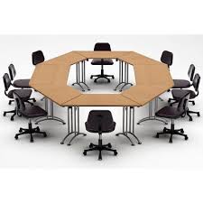 Team Tables Meeting Seminar 8 Piece Octagonal Conference Table Set Top Finish Natural Beech Meeting Table Conference Table Table