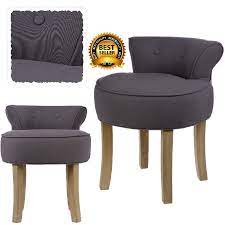 Dressing Table Chair Low Back Stool Mouse Grey Ladies Padded Seat Shabby Vanity Comfortable Seating Bedroom Decor Table And Chairs
