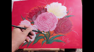 Flower painting, peonies, floral, modern acrylic original painting. Painting Flowers With Acrylics Tutorial Painting Inspired