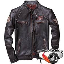 Blouson cuir vintage,peint à la main,modèle unique,taille 50/52 peinture résistante à la pluie. Blouson Cuir Moto Vintage Homme Moto Bikers