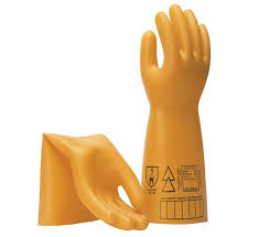 Electric shock proof rubber hand gloves of test volts 33000: Elsec Electrical Insulating Gloves Secura B C
