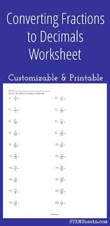Converting Fractions To Decimals Worksheet Fractions To Decimals Worksheet Math Fractions Decimals Worksheets