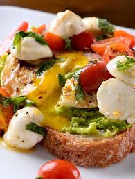 Caprese Breakfast Toast Is The Best Way To Start The Day Crusty Bread Creamy Avocado A Fried Egg And Healthy Breakfast Recipes Toast Recipes Breakfast Toast