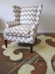 gray white chevron chair covered in caitlin wilson textiles home decor home living room reupholster chair