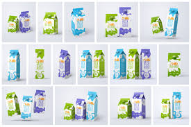 Download Milk Carton Box Mockup Set Packaging Design In Packaging Mockups On Yellow Images Creative Store
