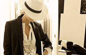 Panama Hat Long Bib Necklace Black Blazer White Shirt Summer Smart Perfection Cozy Fashion Weekend Style Style