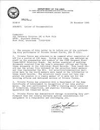 Army Letter Of Recommendation