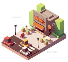Vector Isometric Kebab Shop Isometric Design Isometric Art Isometric