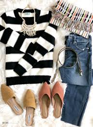 Black And White Striped Costume Ideas 5 Ways To Wear A Black White Striped Sweater This Is Our Bliss Striped Sweater Outfit Winter Sweater Outfits Stripe Outfits