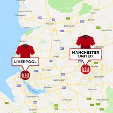 The most northerly and the most southerly of the four routes are no longer direct lines. The North West Derby Manchester United V Liverpool Rivalry History