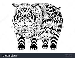 Hand Drawn Zentangle Hippopotamus For Coloring Book For Adult Hippolove Hippo Crafts Hippo Tattoo Hippopotamus