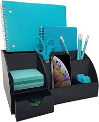 Office accessories improve both the comfort and convenience of any workspace. Amazon Com Acrylic Office Desk Organizer With Drawer Black 9 Compartments All In One Office Supplies And Cool Desk Accessories Organizer Enhance Your Office Decor With This Desktop Organizer Black Home Improvement