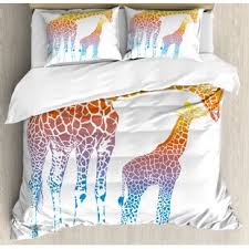 Giraffe bed sheets bmmsite info. Giraffe Mom And Kid Giraffe In Rainbow Colors Duvet Cover Set