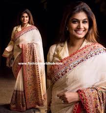 Pinky reddy, kalamkari sari, single,strand. Pinky Reddy In Abu Jani Sandeep Khosla Saree Fashionworldhub