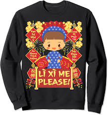 Find images of lunar new year. Amazon Com Li Xi Me Please Boy 2021 Kid Vietnamese Lunar New Year Sweatshirt Clothing