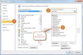 The developer tab isn't displayed by default, but you can add it to the ribbon. How To Add Developer Tab In Word