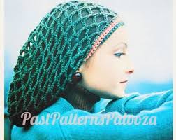Instant Download PDF Crochet Pattern to Make a Womens Mesh Hood Head Scarf  Hairnet Hair Wrap One Size 4 Ply Yarn