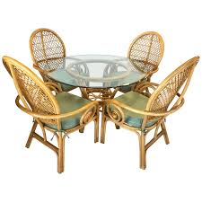 Browse & get results instantly. Rattan Bamboo Mcguire Style Dining Set Glass Table Four Chairs At 1stdibs