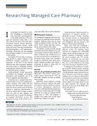 What is the structure of your residency? Pdf Researching Managed Care Pharmacy