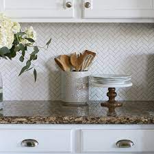 Add a splash of distinction to your decor with this arabescato carrara marble herringbone 12 in. Diy Kitchen Backsplash With Lolly Jane Inspirations Jeffrey Court Hd