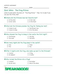 Quiz Whiz The Frog Prince Speakaboos Worksheets Quiz Education Kids Frogprince Frog Prince Fairytale Lessons Fairy Tale Quiz