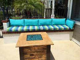This is our outdoor patio rocking bench loveseat. Outdoor Built In Bench Seating Cushions Beach Style Patio Los Angeles By Cushion Source Houzz