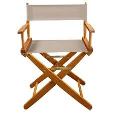 American Trails 18 In Extra Wide Mission Oak Wood Frame Natural Canvas Seat Folding Directors Chair Mission O Directors Chair Mission Oak Natural Wood Frames