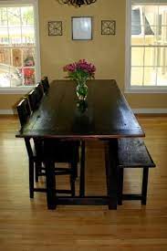 Distressed round pedestal dining table. Black Distressed Tavern Style Table With Bench Traditional Dining Room Dallas By Restoring Texas Houzz