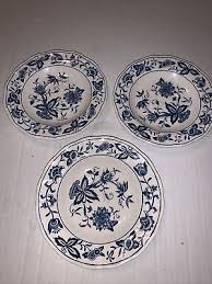 VTG Nikko Japan Ironstone Blue Bonnet Harmony House 3 Saucers/Bread Plates  6”