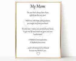 Mom Poem Mom Giftmothers Day Gift Mom Print Mother Poem Etsy