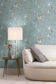 Tapete Alenia Blau Im Japanordic Stil Mit Zarten Blumenranken Tapeten Landhausstil Tapeten Rasch Textil
