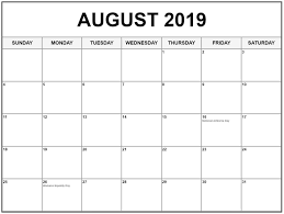 Editable August 2019 Calendar With Holidays August Calendar Calendar Printables Monthly Calendar Printable