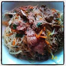 Salade Tiede Au Boeuf Marine Sauce Soja Germes De Haricots Mungo Vermicelles De Riz Sesame Et Carottes Rapees Boeuf Marine Vermicelle De Riz Recette Asiatique