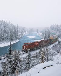 Snowy Train At Morant S Curve Banff Alberta By Austin Mackay Austin Mackay On Instagram Banff Beautiful Places Winter Scenery