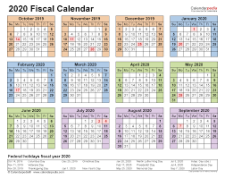 Fiscal Calendars 2020 Free Printable Pdf Templates