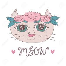 Cats & dogs coloring book price $10.99 quick view happy thoughts coloring book 5 stars (1). Cartoon Colorful Cat With Flower On The Head For Coloring Book Or Pages Sweet Cat Floral Cat Royalty Free Cliparts Vectors And Stock Illustration Image 122400171