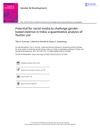 PDF) Potential for social media to challenge gender-based violence in  India: a quantitative analysis of Twitter use