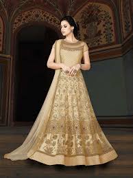 Buy Fancy Designer Cream Net Floor Length Bridal Anarkali Suit Party Wear And Anarkali Dresses For Every Occasion From Latest Vestidos Casamento Indiano Moda