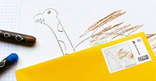 Porto in der post & dhl app wählen, mit paypal bezahlen, code auf den brief oder postkarte schreiben, fertig! á… Wie Kommt Der Dino Auf Die Briefmarke Windelprinz De