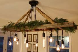 Vintage Farmhouse Ladder Chandelier With Edison Bulbs Made With Reclaimed Rustic Wood Diy Chandelier Farmhouse Lighting Vintage Farmhouse