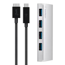 Among other improvements, usb 3.0 adds the new transfer rate referred to as superspeed usb (ss) that can transfer data at up to 5 gbit/s (625 mb/s). Usb 3 0 4 Port Hub Mit Usb C Kabel Usb Type C Belkin