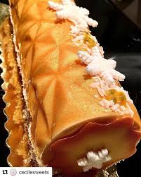 Repost Cecilesweets Buche Coco Mangpassion Voici Ma Version Fruitee 2018 Dacquoise Coco Croustillant Feuillantine Choc Recipes Food Photo My Recipes