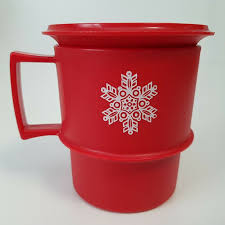 Tupperware Plastic Coffee Mugs Snowflake Bird Christmas Cups With Lids Ebay Snowflakes Tupperware Christmas Cups Tupperware Mugs