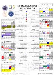 Students Calendar 2020 2021 Universal American School